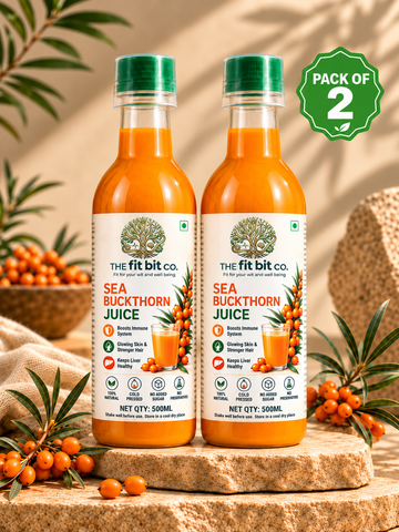 Pack of 2 | The Fit Bit Co. Cold-Pressed Himalayan Sea Buckthorn Juice | 500ml × 2 | Superfruit Combo
